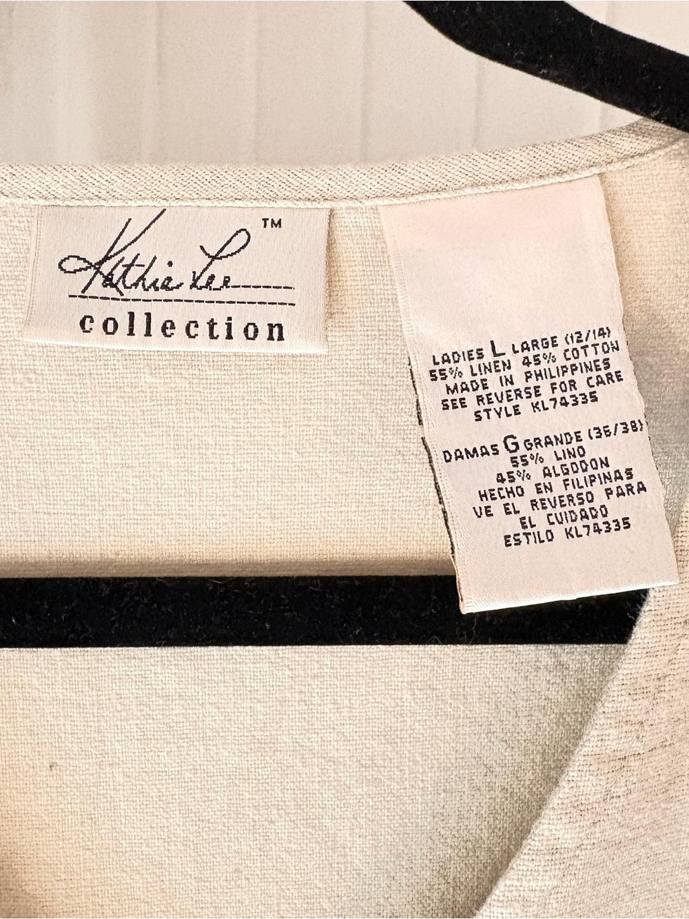 Kathie Lee Collection minimal Cream Linen-Cotton Top - Picture 2 of 3
